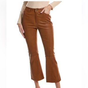 FRAME Le Crop Leather Tobacco Mini Boot Jean